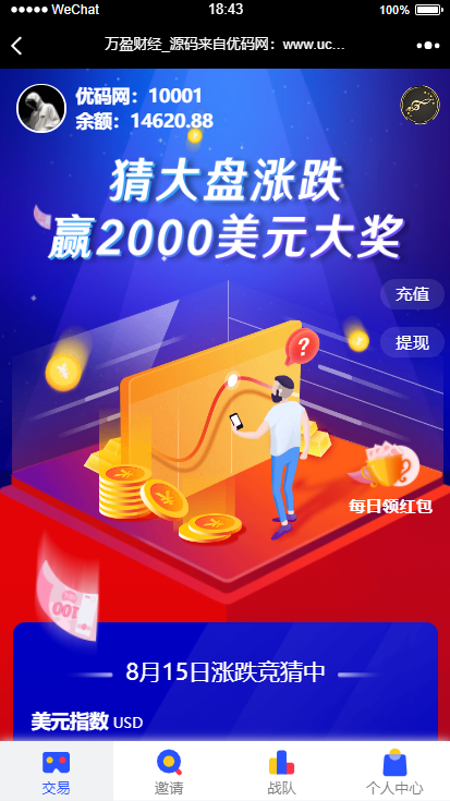 【USDT指数涨跌】蓝色UI二开币圈万盈财经币圈源码K线正常 【USDT指数涨跌】蓝色UI二开币圈万盈财经币圈源码K线正常