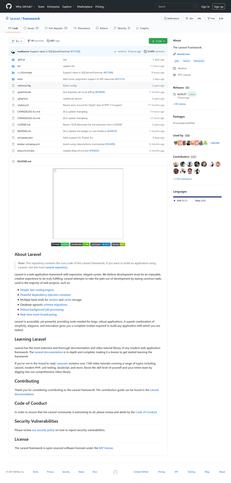 Laravel Web应用程序框架 v8.41.0 Laravel Web应用程序框架 v8.41.0