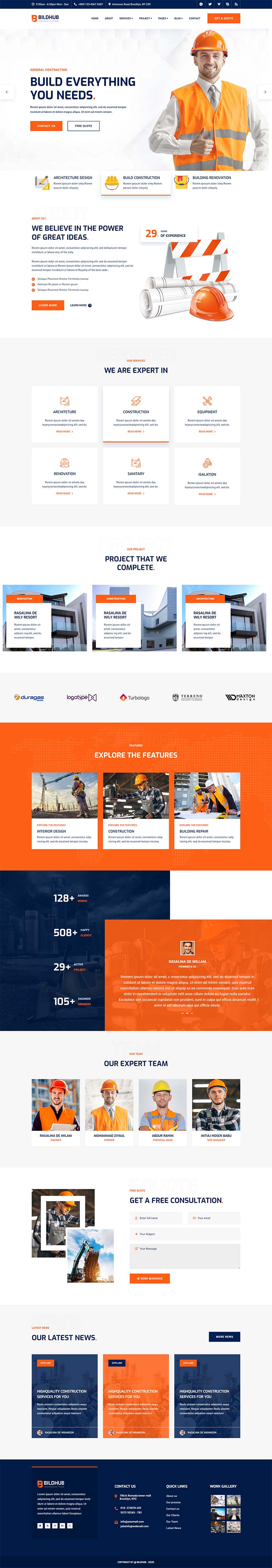 橙色响应式建筑结构工业网站模板 橙色响应式建筑结构工业网站模板