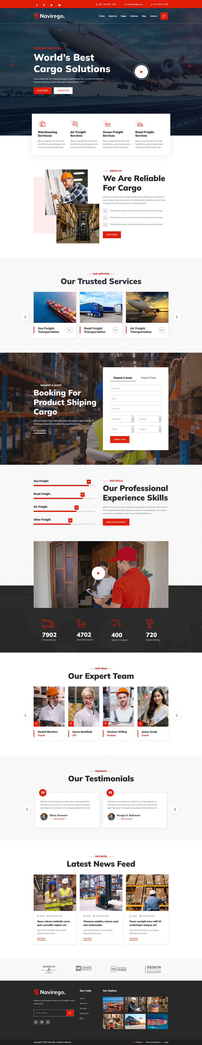 红色的物流快递公司网站HTML模板 红色的物流快递公司网站HTML模板