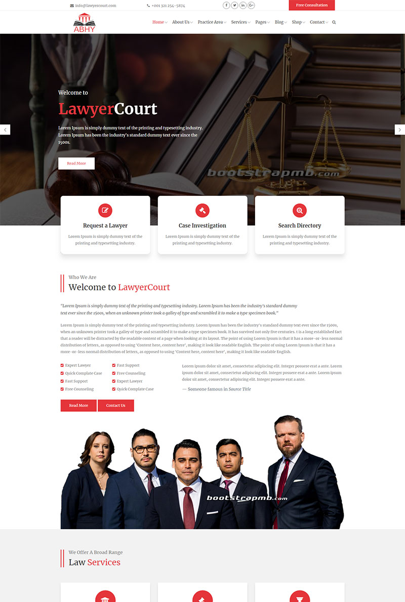 红色响应式大气律师事务所网站Bootstrap模板 红色响应式大气律师事务所网站Bootstrap模板